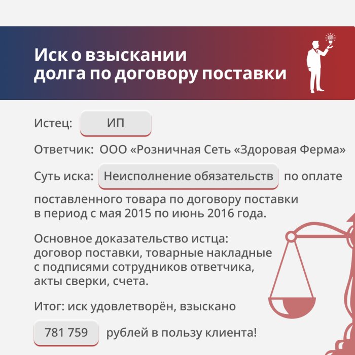 Взыскание долга по договору поставки